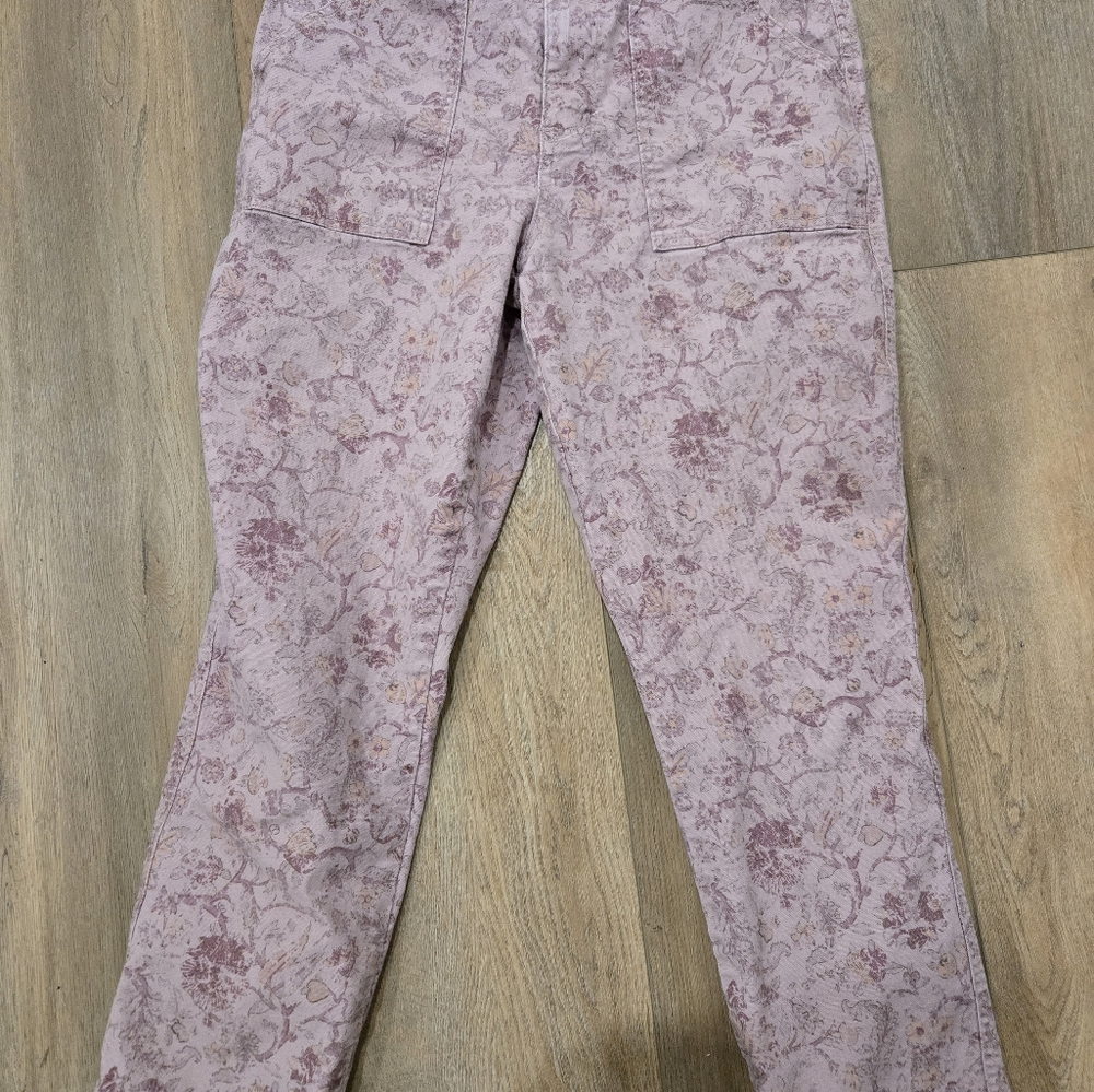 Knox Rose Purple Floral High Rose, Straight Leg Pant, Medium